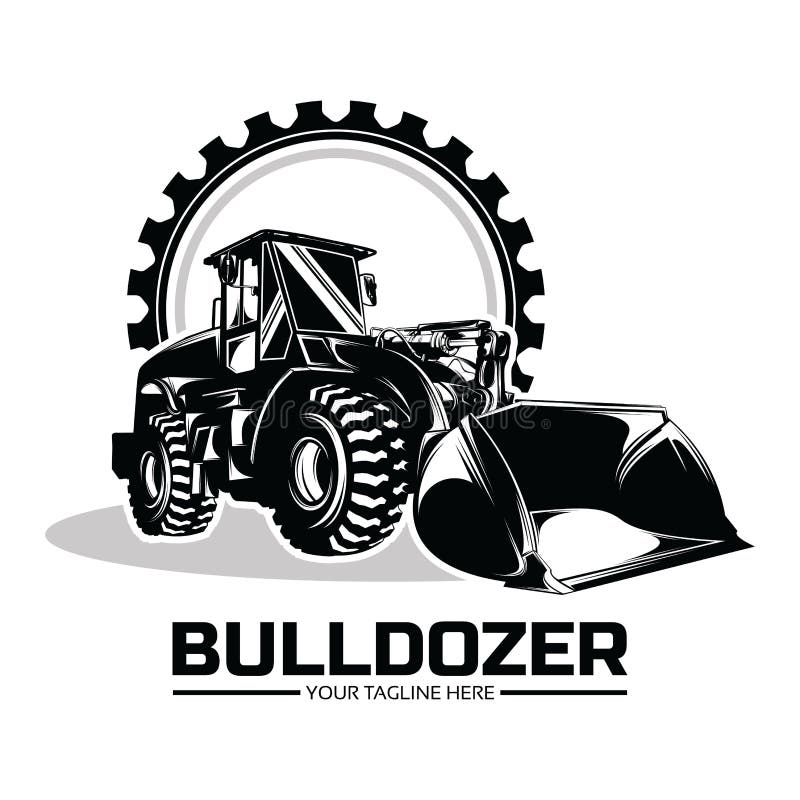 Illustrazione del logo di un bulldozer escavatore