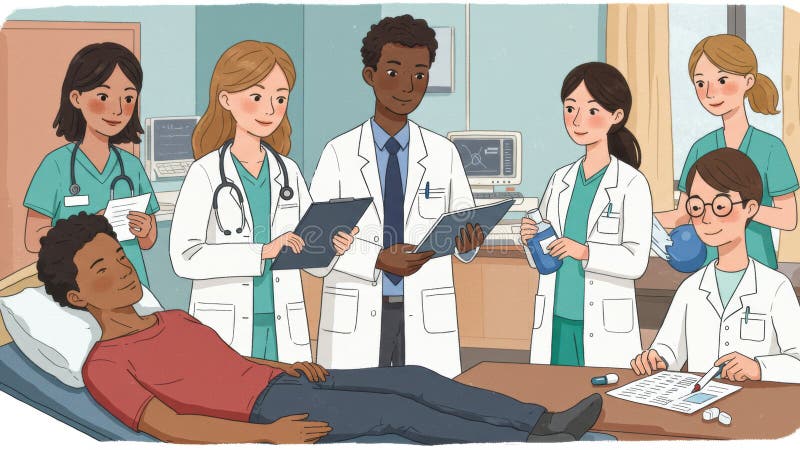 Illustrazione del team medico generato dall'AIG illustrazione vettoriale