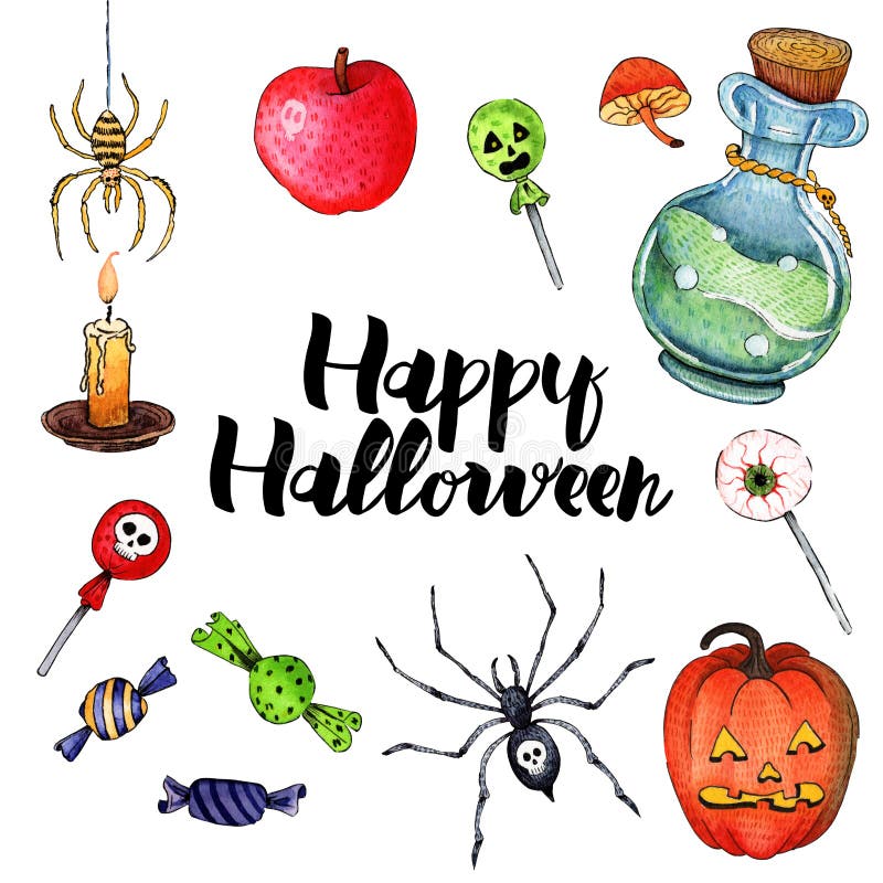 Illustrazione dell'acquerello di vettore per Halloween felice 2 royalty illustrazione gratis Illustrazione dell'acquerello di vettore per Halloween felice 2 royalty illustrazione gratis