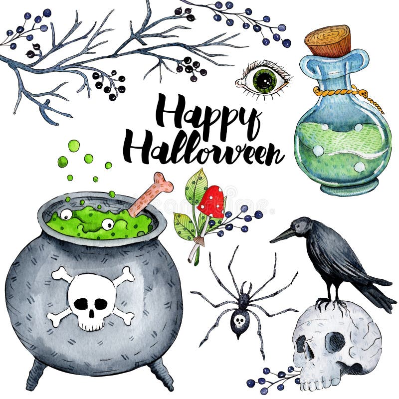 Illustrazione dell'acquerello di vettore per Halloween felice 4 illustrazione vettoriale Illustrazione dell'acquerello di vettore per Halloween felice 4 illustrazione vettoriale