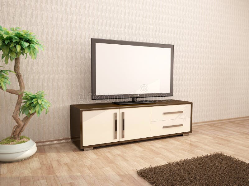 Illustrazione dell'interno minimalista della TV royalty illustrazione gratis
