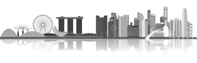 Illustrazione dell'orizzonte della città di Singapore royalty illustrazione gratis Illustrazione dell'orizzonte della città di Singapore royalty illustrazione gratis