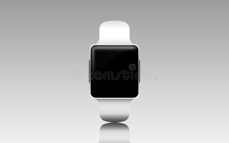 Illustrazione dell'orologio astuto con lo schermo in bianco nero illustrazione di stock Illustrazione dell'orologio astuto con lo schermo in bianco nero illustrazione di stock