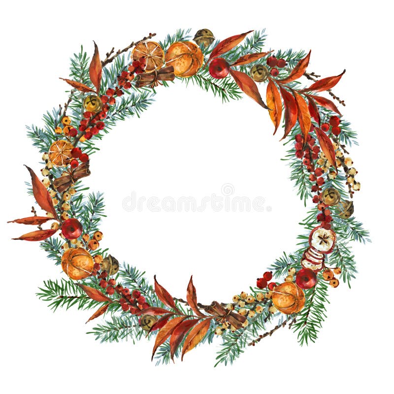 Illustrazione della corona di Natale fondo decorativo di vacanze invernali per i saluti illustrazione di stock Illustrazione della corona di Natale fondo decorativo di vacanze invernali per i saluti illustrazione di stock
