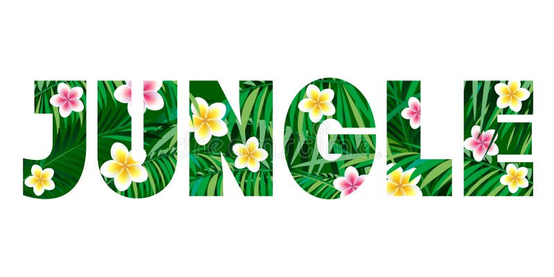 Illustrazione della giungla Stampa della maglietta Foglie di palma e fiori esotici su un fondo nero illustrazione di stock Illustrazione della giungla Stampa della maglietta Foglie di palma e fiori esotici su un fondo nero illustrazione di stock