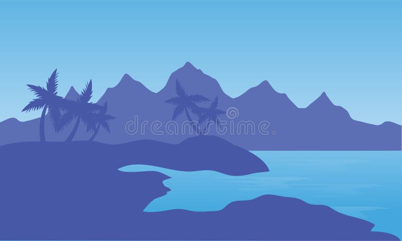 Illustrazione della spiaggia e della montagna illustrazione di stock Illustrazione della spiaggia e della montagna illustrazione di stock