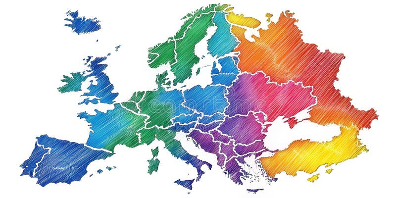 Illustrazione dettagliata di vettoriale dell'Europa Una mappa artistica solida per l'esplorazione e lo studio royalty illustrazione gratis