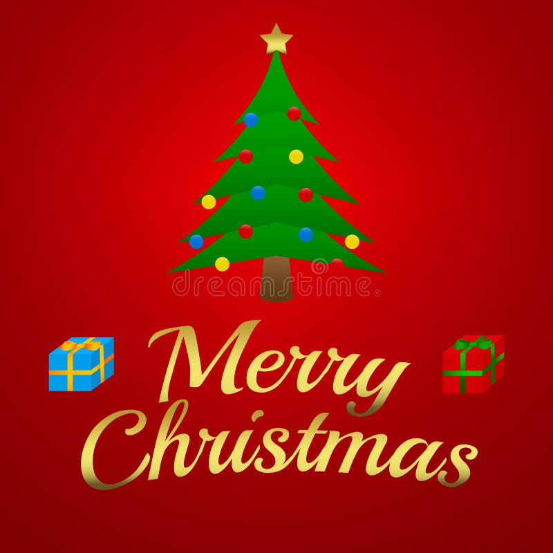 Illustrazione di Buon Natale - albero di Natale con i presente illustrazione di stock
