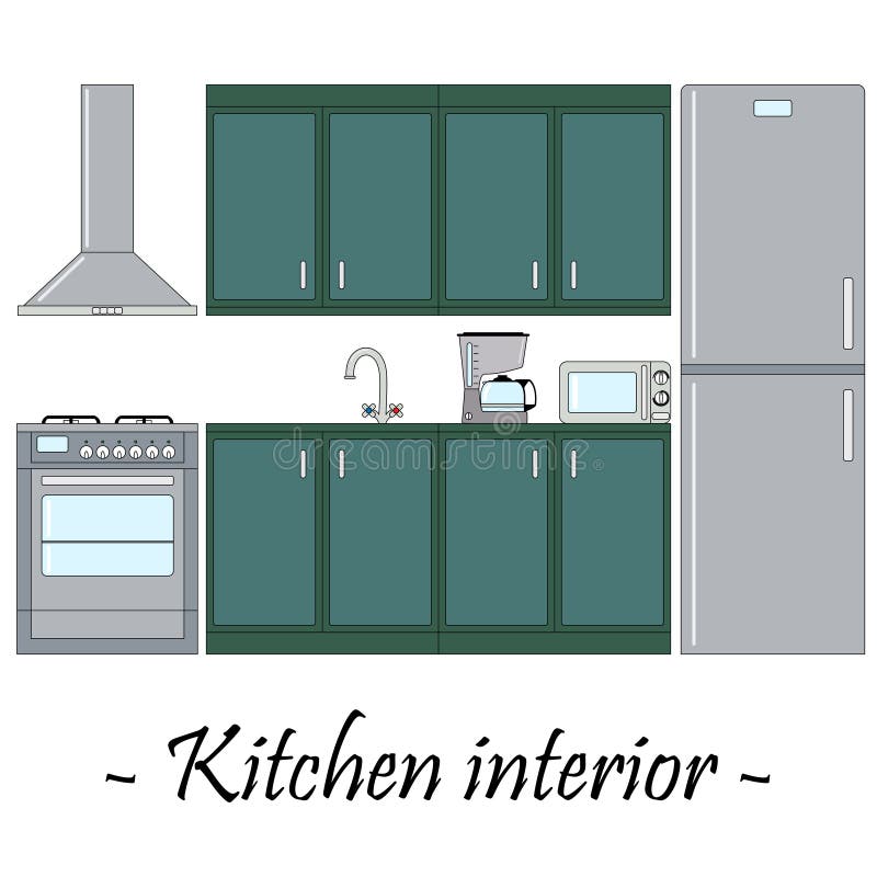 Illustrazione di colore di un interno della cucina royalty illustrazione gratis Illustrazione di colore di un interno della cucina royalty illustrazione gratis