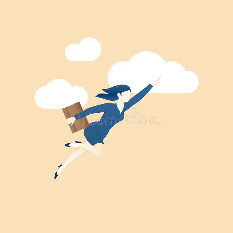Illustrazione di concetto di affari della donna di affari che fliying t royalty illustrazione gratis Illustrazione di concetto di affari della donna di affari che fliying t royalty illustrazione gratis