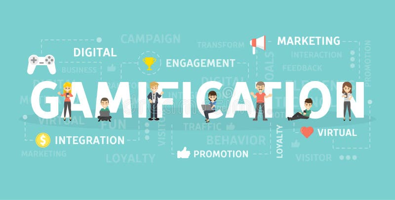 Illustrazione di concetto di Gamification illustrazione di stock Illustrazione di concetto di Gamification illustrazione di stock