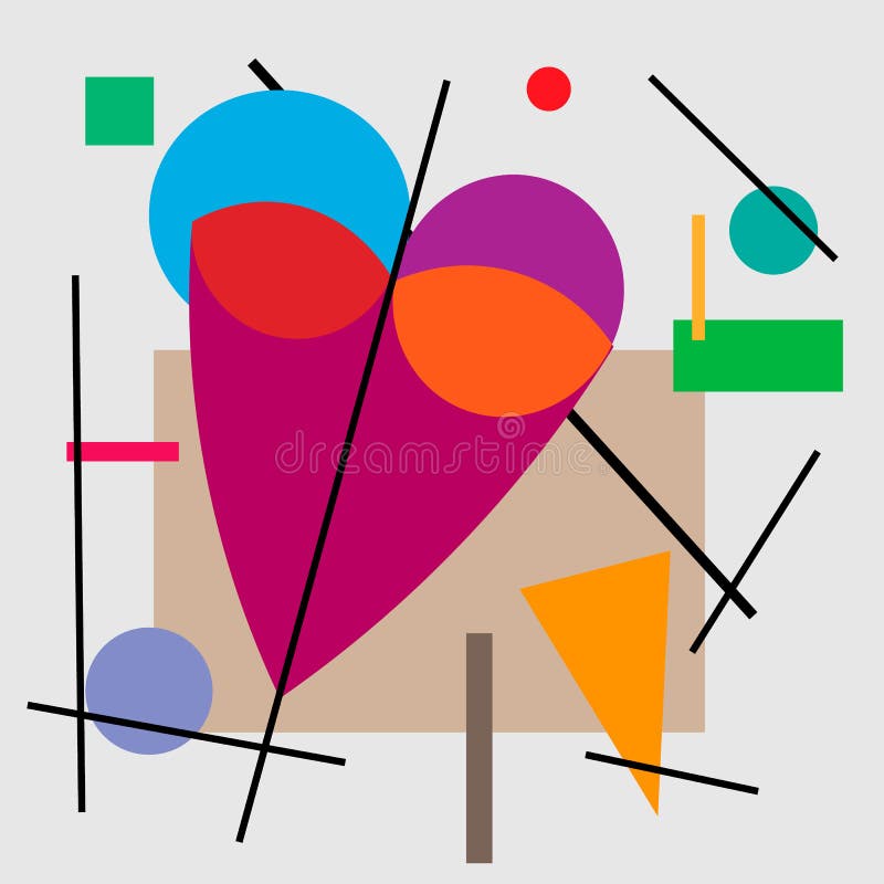 Illustrazione di cuore, biglietto di S. Valentino Illustrazione geometrica del cuore di cubismo Supermatism royalty illustrazione gratis Illustrazione di cuore, biglietto di S. Valentino Illustrazione geometrica del cuore di cubismo Supermatism royalty illustrazione gratis
