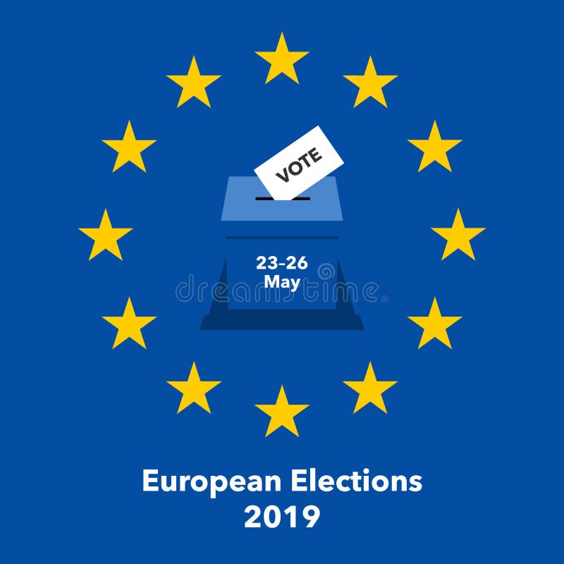 Illustrazione 2019 di elezioni europee con scheda di votazione nell'urna royalty illustrazione gratis Illustrazione 2019 di elezioni europee con scheda di votazione nell'urna royalty illustrazione gratis