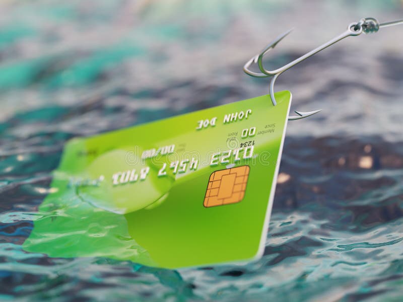 Illustrazione di frode 3d della carta di credito di pesca illustrazione vettoriale Illustrazione di frode 3d della carta di credito di pesca illustrazione vettoriale
