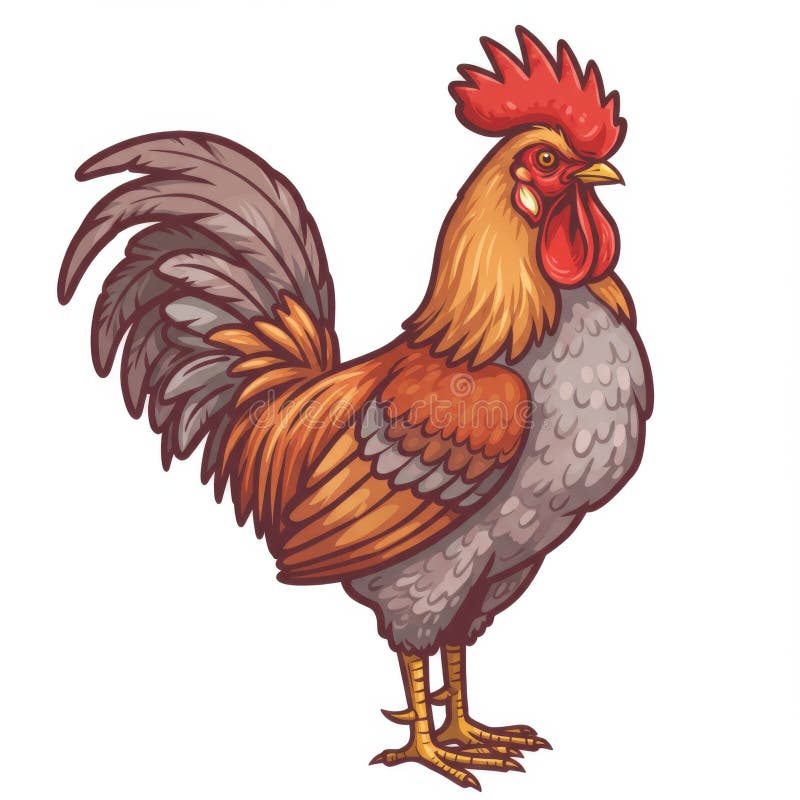 Illustrazione di gallo Piume rosse marroni illustrazione di stock