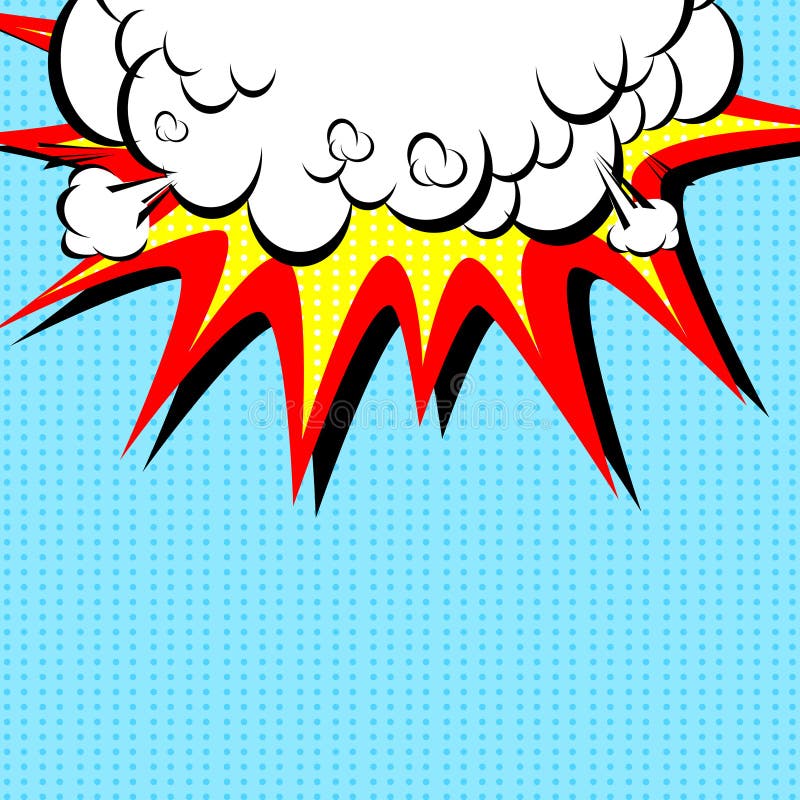 Illustrazione di libro di fumetti con l'esplosione sulla cima illustrazione vettoriale Illustrazione di libro di fumetti con l'esplosione sulla cima illustrazione vettoriale