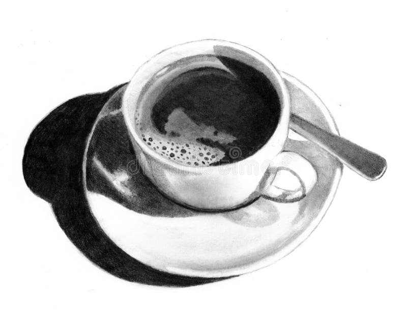 Illustrazione di matita della tazza di caffè illustrazione di stock Illustrazione di matita della tazza di caffè illustrazione di stock