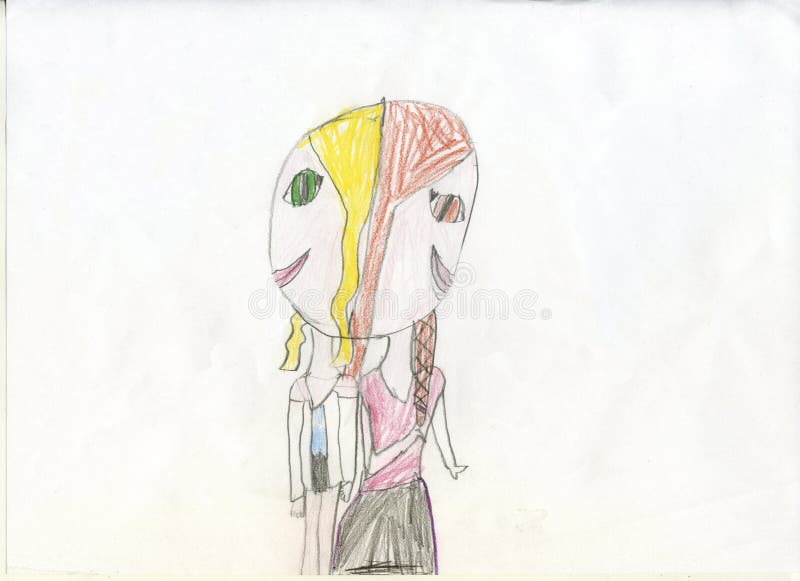 Illustrazione Di Matita Ragazze Gemelli Siamesi Disegni Del S Dei Bambini Illustrazione Di Stock Illustrazione Di Faccia Siamese
