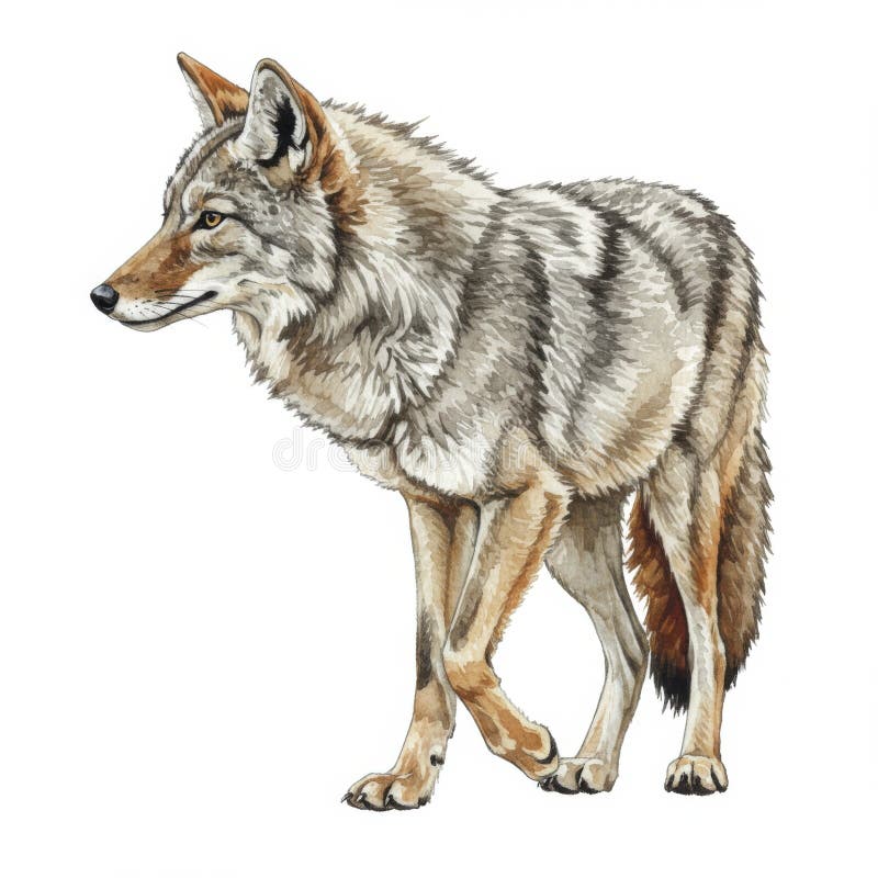 Illustrazione Di Profilo Di Coyoto Con Pelliccia Grigia Marrone illustrazione vettoriale