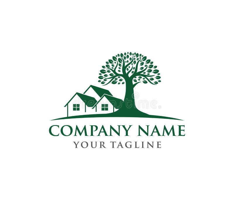 Illustrazione di progettazione di logo di vettore del logo della quercia, saggio e forte, ditta della proprietà di casa, località illustrazione di stock Illustrazione di progettazione di logo di vettore del logo della quercia, saggio e forte, ditta della proprietà di casa, località illustrazione di stock