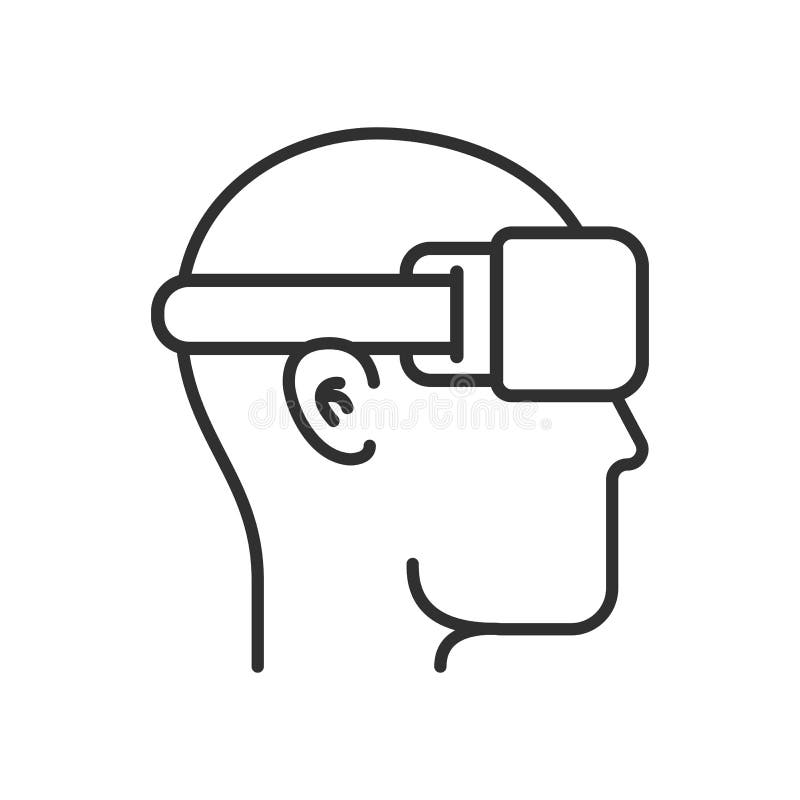 Illustrazione di realtà virtuale Siluetta capa con la cuffia avricolare di VR nello stile piano di vettore moderno del profilo Li royalty illustrazione gratis Illustrazione di realtà virtuale Siluetta capa con la cuffia avricolare di VR nello stile piano di vettore moderno del profilo Li royalty illustrazione gratis