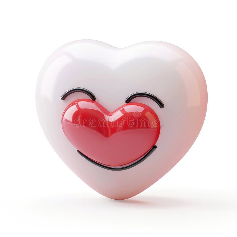 Illustrazione di rendering 3D Emoji Heart sorridente illustrazione di stock