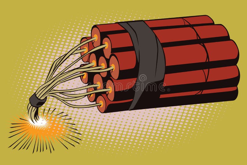 Illustrazione di riserva Obietti nel retro Pop art di stile e pubblicità dell'annata Dinamite con il fusibile di combustione illustrazione di stock Illustrazione di riserva Obietti nel retro Pop art di stile e pubblicità dell'annata Dinamite con il fusibile di combustione illustrazione di stock