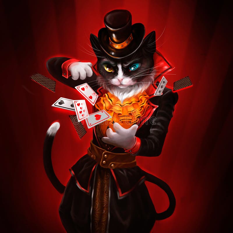 Illustrazione di un gatto con le carte da gioco illustrazione vettoriale Illustrazione di un gatto con le carte da gioco illustrazione vettoriale