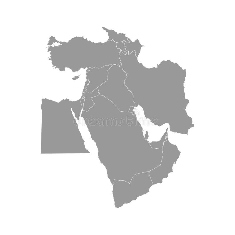 Illustrazione di vettore con la mappa semplificata dei paesi asiatici Confini di stati di Medio Oriente della Turchia, Georgia, A