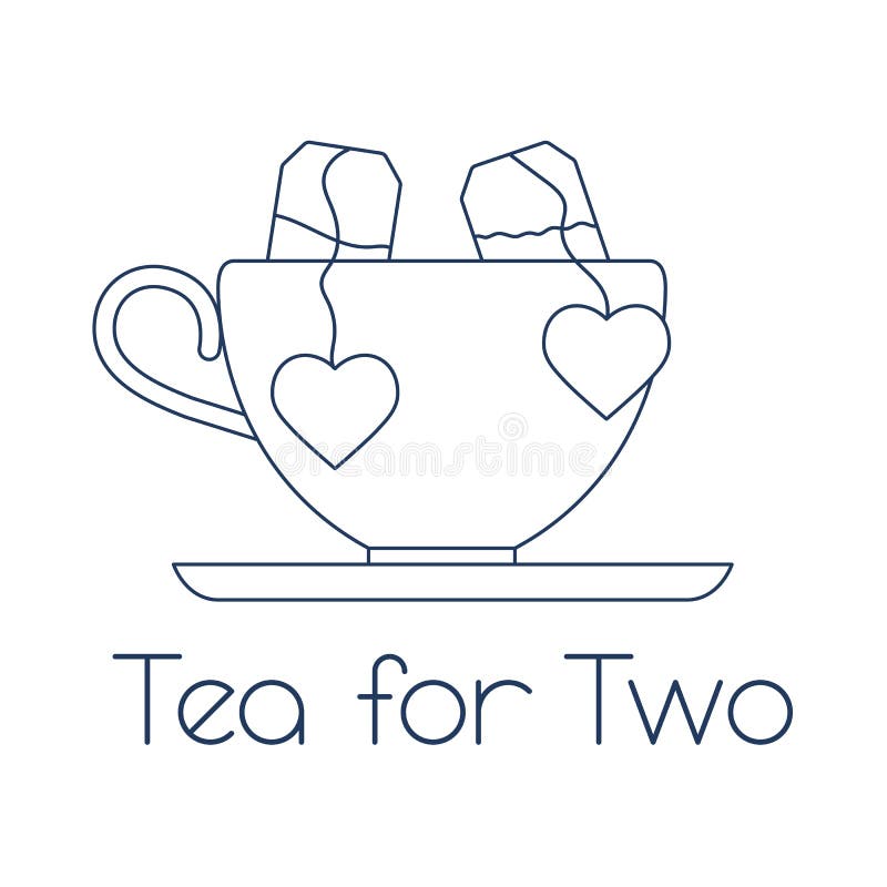 Illustrazione di vettore con la tazza, due bustine di t? con i cuori T? per due Giorno felice del `s del biglietto di S illustrazione vettoriale Illustrazione di vettore con la tazza, due bustine di t? con i cuori T? per due Giorno felice del `s del biglietto di S illustrazione vettoriale