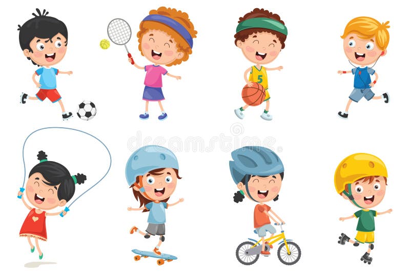 Illustrazione di vettore dei bambini che fanno sport
