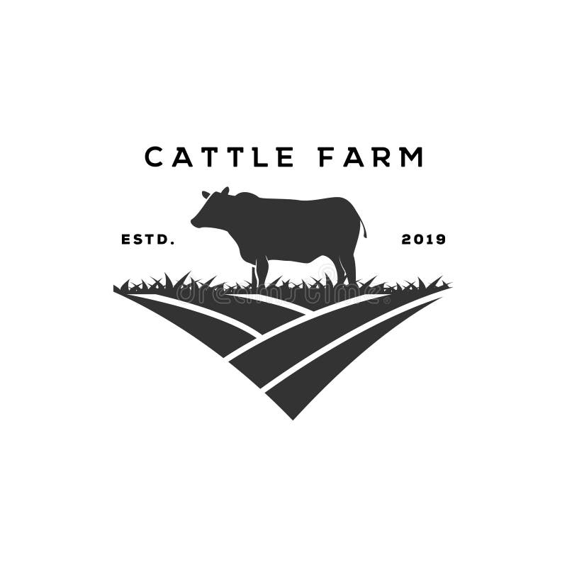 Illustrazione di vettore del modello di progettazione grafica di logo dell'azienda agricola di bestiame