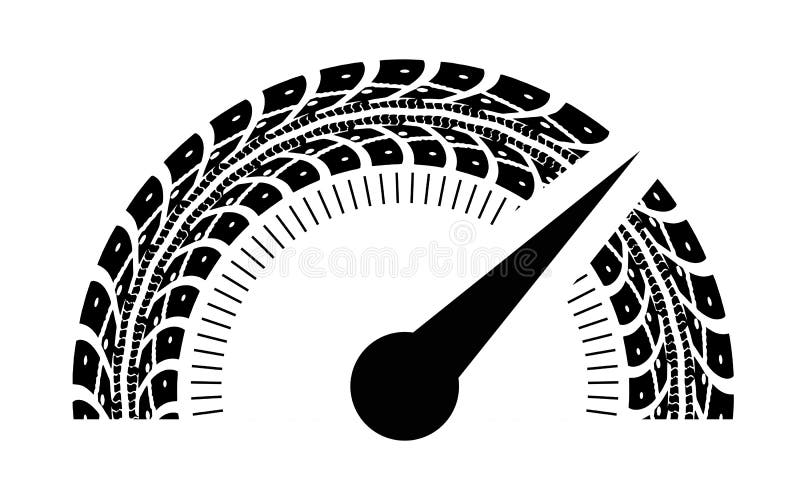 Illustrazione di vettore del tachimetro Disegnando dalle piste della gomma royalty illustrazione gratis