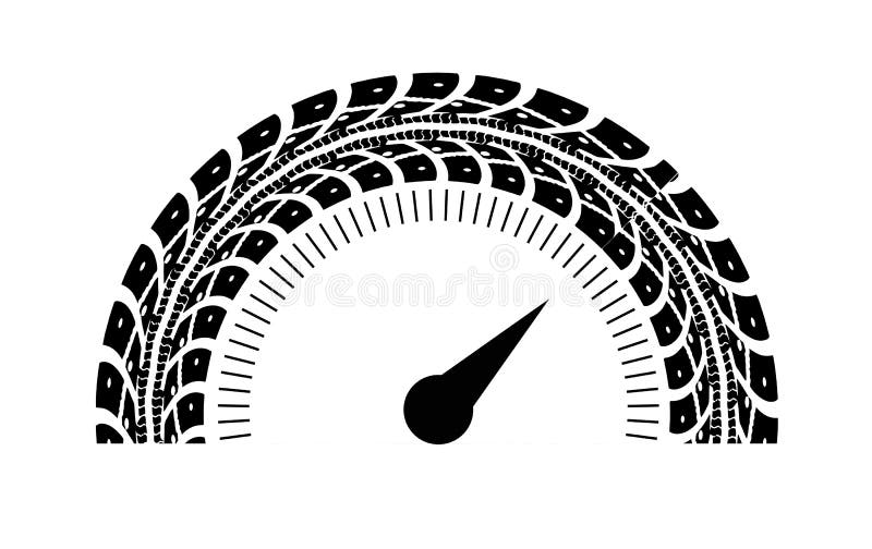 Illustrazione di vettore del tachimetro Disegnando dalle piste della gomma royalty illustrazione gratis