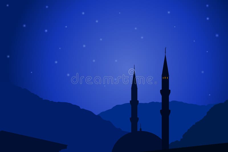 Illustrazione di vettore della notte araba con la moschea