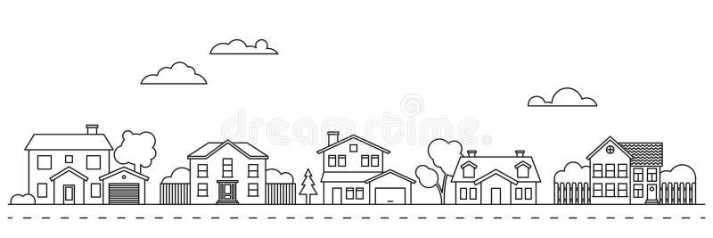 Illustrazione di vettore della vicinanza del villaggio illustrazione di stock