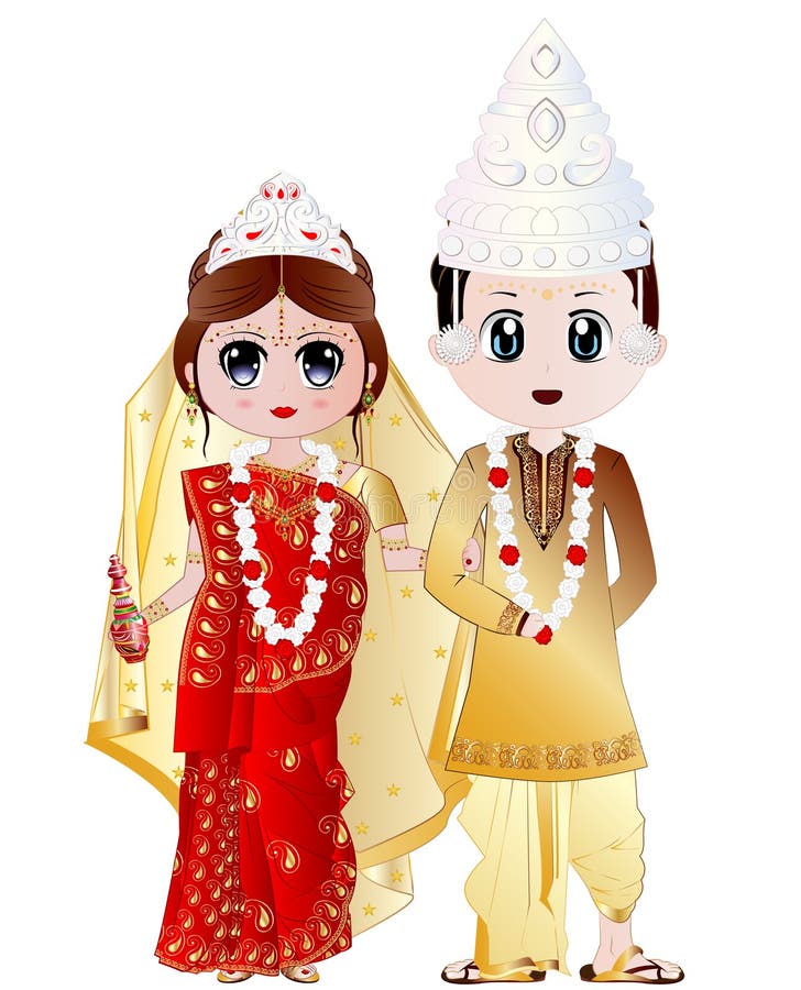 Illustrazione di vettore delle coppie di nozze del bengalese