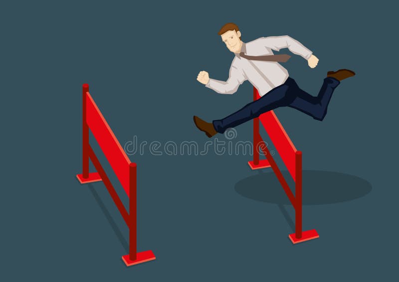 Illustrazione di vettore di Jumping Over Hurdles dell'uomo d'affari royalty illustrazione gratis Illustrazione di vettore di Jumping Over Hurdles dell'uomo d'affari royalty illustrazione gratis