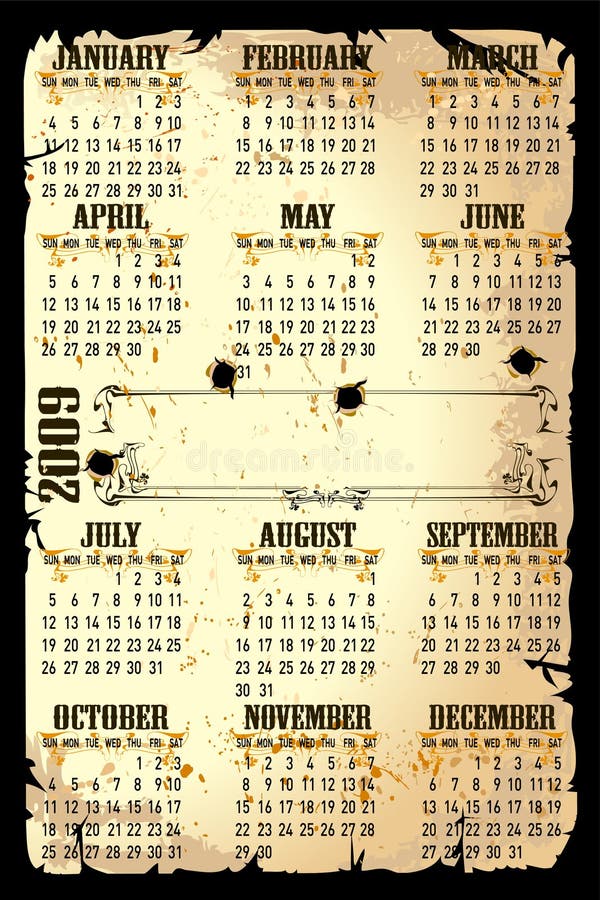 Illustrazione di vettore per il calendario 2009 royalty illustrazione gratis Illustrazione di vettore per il calendario 2009 royalty illustrazione gratis