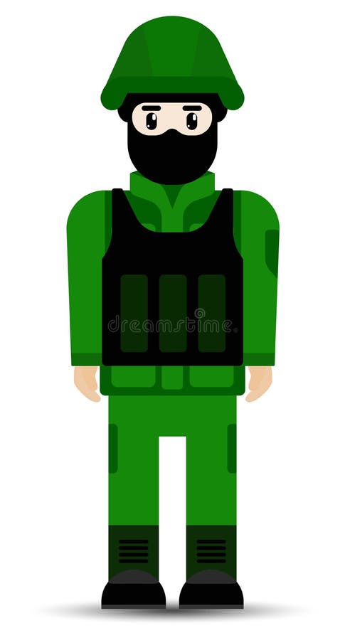 Illustrazione di vettore Uomo del soldato in uniforme militare del cammuffamento nello stile piano isolata su fondo bianco illustrazione di stock Illustrazione di vettore Uomo del soldato in uniforme militare del cammuffamento nello stile piano isolata su fondo bianco illustrazione di stock
