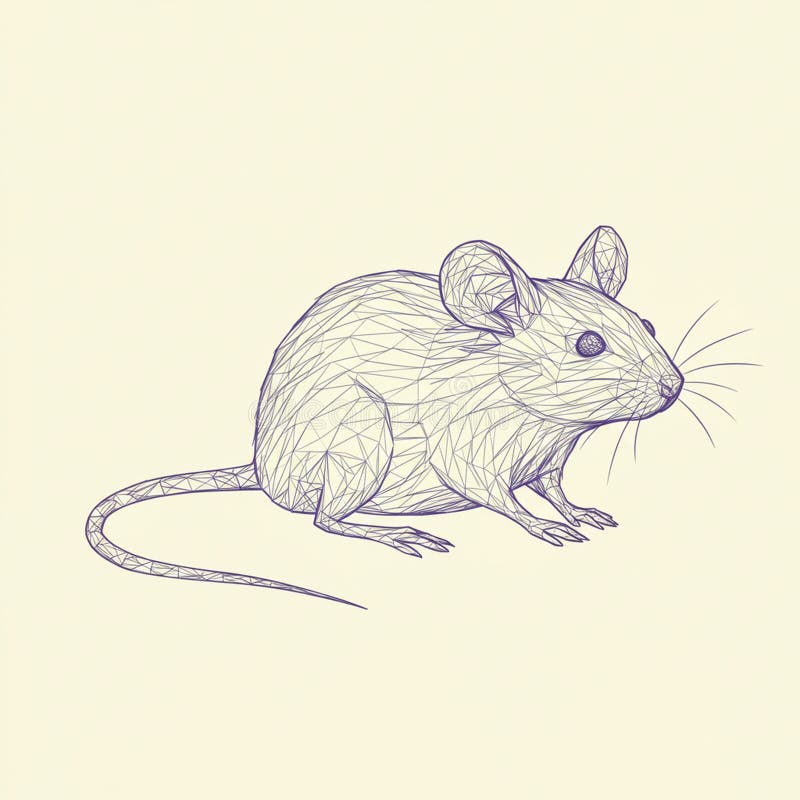 Illustrazione digitale di un mouse composto da pattern di linee geometriche intricate. Il illustrazione vettoriale