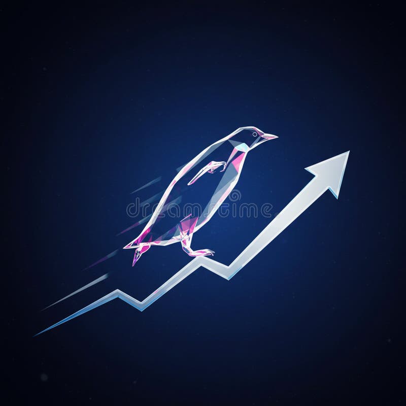 Illustrazione digitale di un pinguino basso composto da una geometria trasparente royalty illustrazione gratis