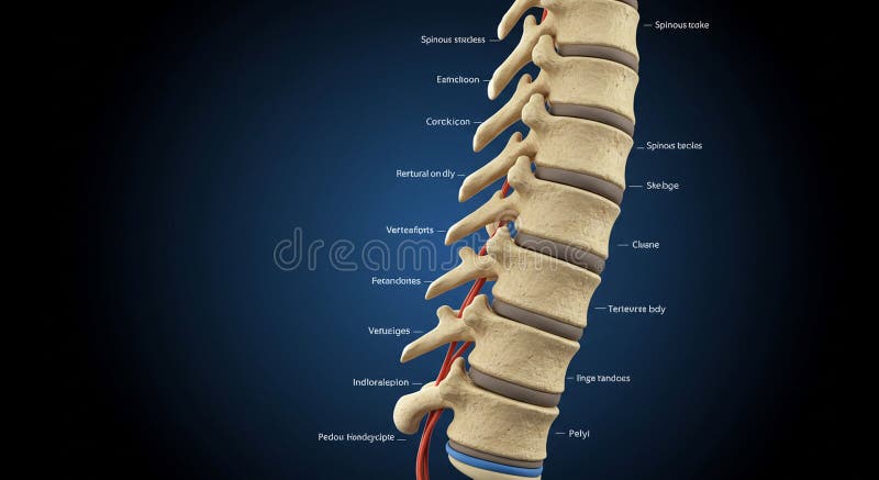 Illustrazione digitale di un segmento di colonna vertebrale umano che evidenzia la vertebrale royalty illustrazione gratis