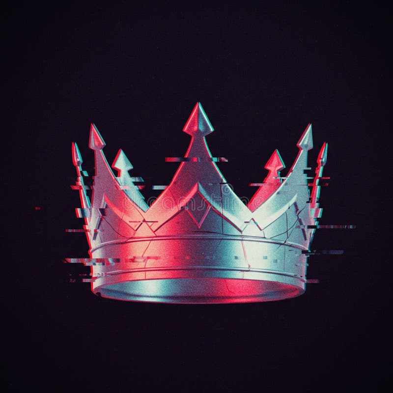 Illustrazione digitale di una corona con effetto glitch. La corona è argento e caratteristiche royalty illustrazione gratis