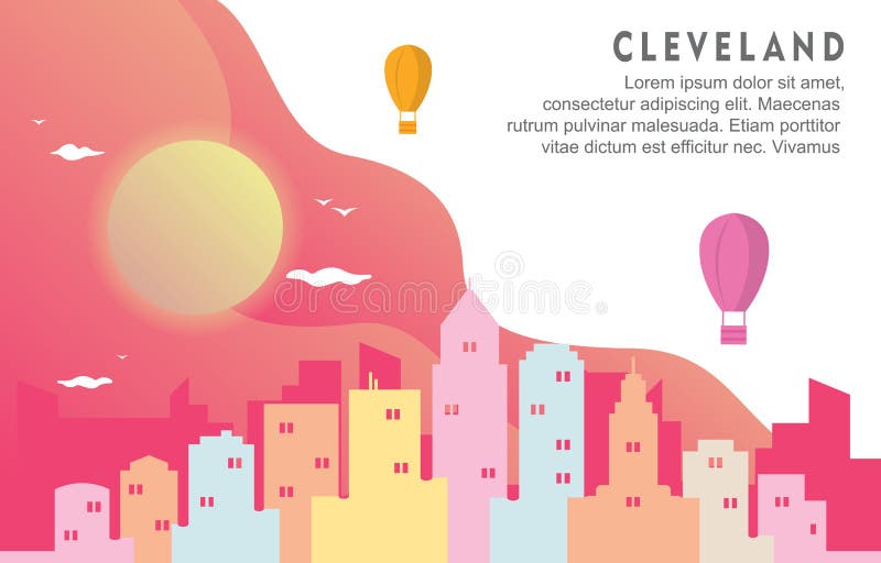 Illustrazione dinamica del fondo dell'orizzonte di Cleveland Ohio City Building Cityscape illustrazione vettoriale Illustrazione dinamica del fondo dell'orizzonte di Cleveland Ohio City Building Cityscape illustrazione vettoriale