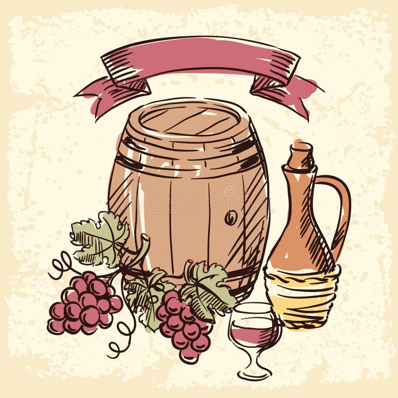 Illustrazione disegnata a mano d'annata del vino illustrazione vettoriale Illustrazione disegnata a mano d'annata del vino illustrazione vettoriale