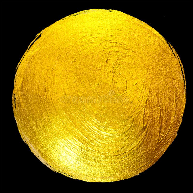 Illustrazione disegnata a mano del quadro televisivo della macchia brillante rotonda della pittura della stagnola di oro