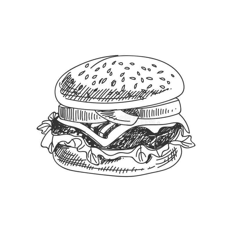 Illustrazione vettoriale di hamburger disegnata a mano illustrazione vettoriale