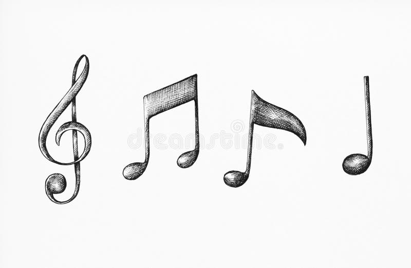 Illustrazione disegnata a mano della nota di musica illustrazione di stock