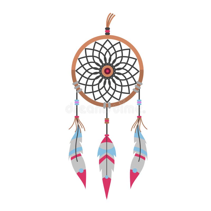 Illustrazione elegante di sogno indigena di vettore di progettazione della decorazione del dreamcatcher delle piume della Boemia illustrazione di stock Illustrazione elegante di sogno indigena di vettore di progettazione della decorazione del dreamcatcher delle piume della Boemia illustrazione di stock